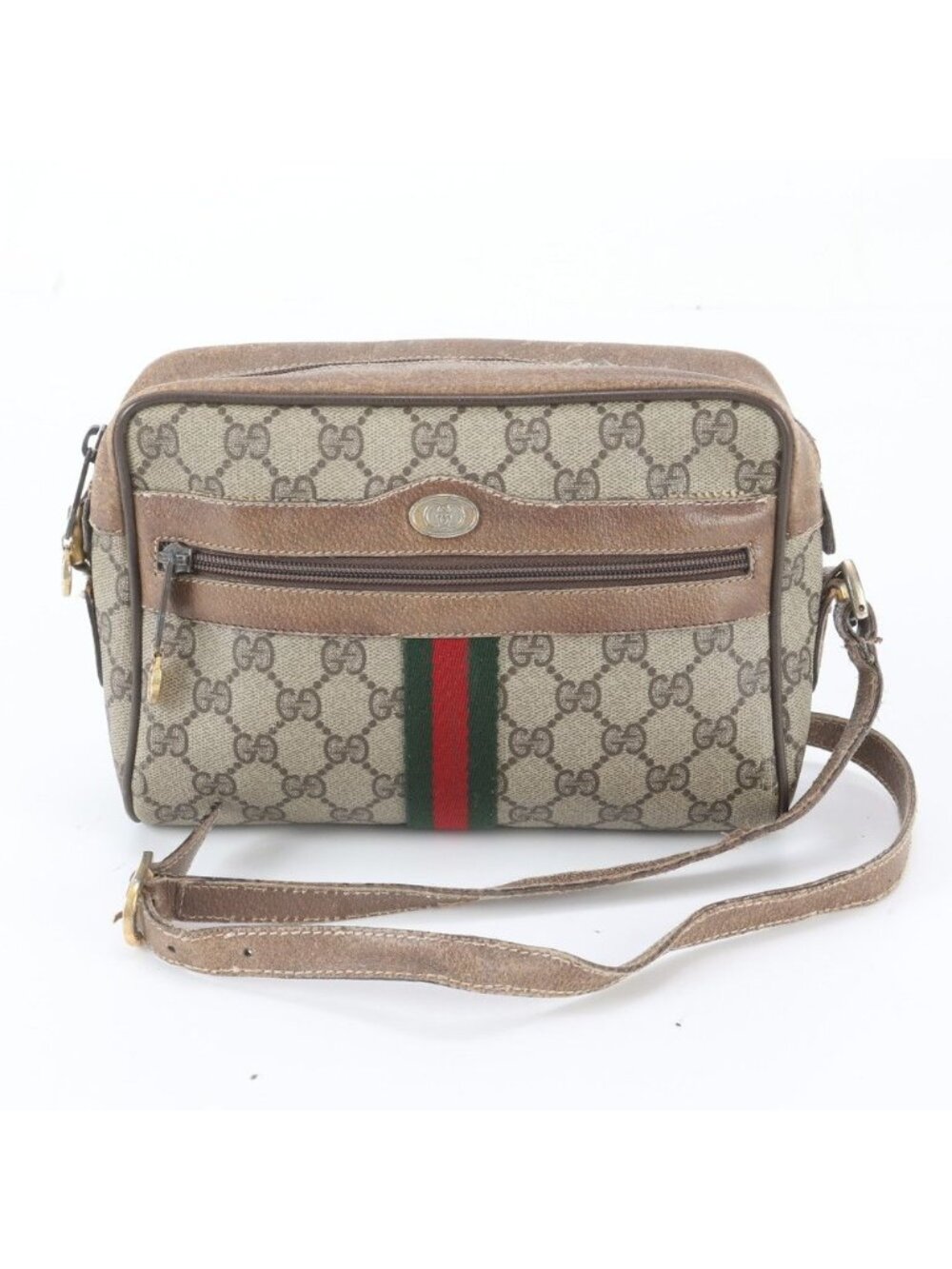 Gucci Vintage GG Supreme Sherry Line Leather Shoulder Bag